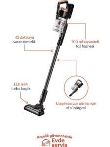 Grundig VCP 3930 25.2V Kablosuz Dikey Süpürge Ergonomik Tasarım ve 0,7 lt Toz Kapasitesi ile