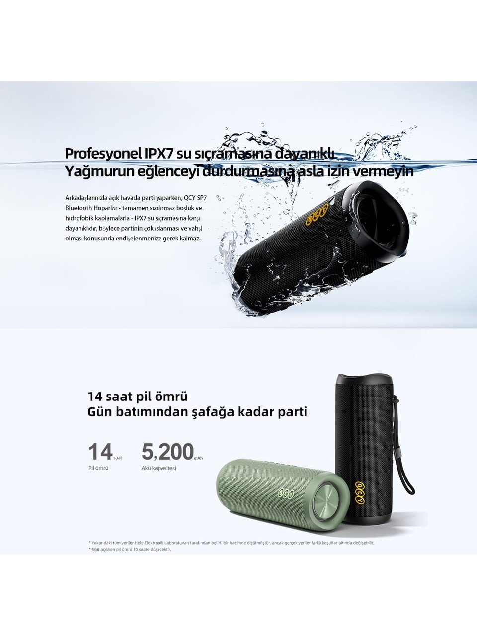 Qcy Sp7 40W Taşınabilir Bluetooth Hoparlör 14 Saat Dinleme Rgb Işık Ipx7 tf kart girişli - Görsel 4